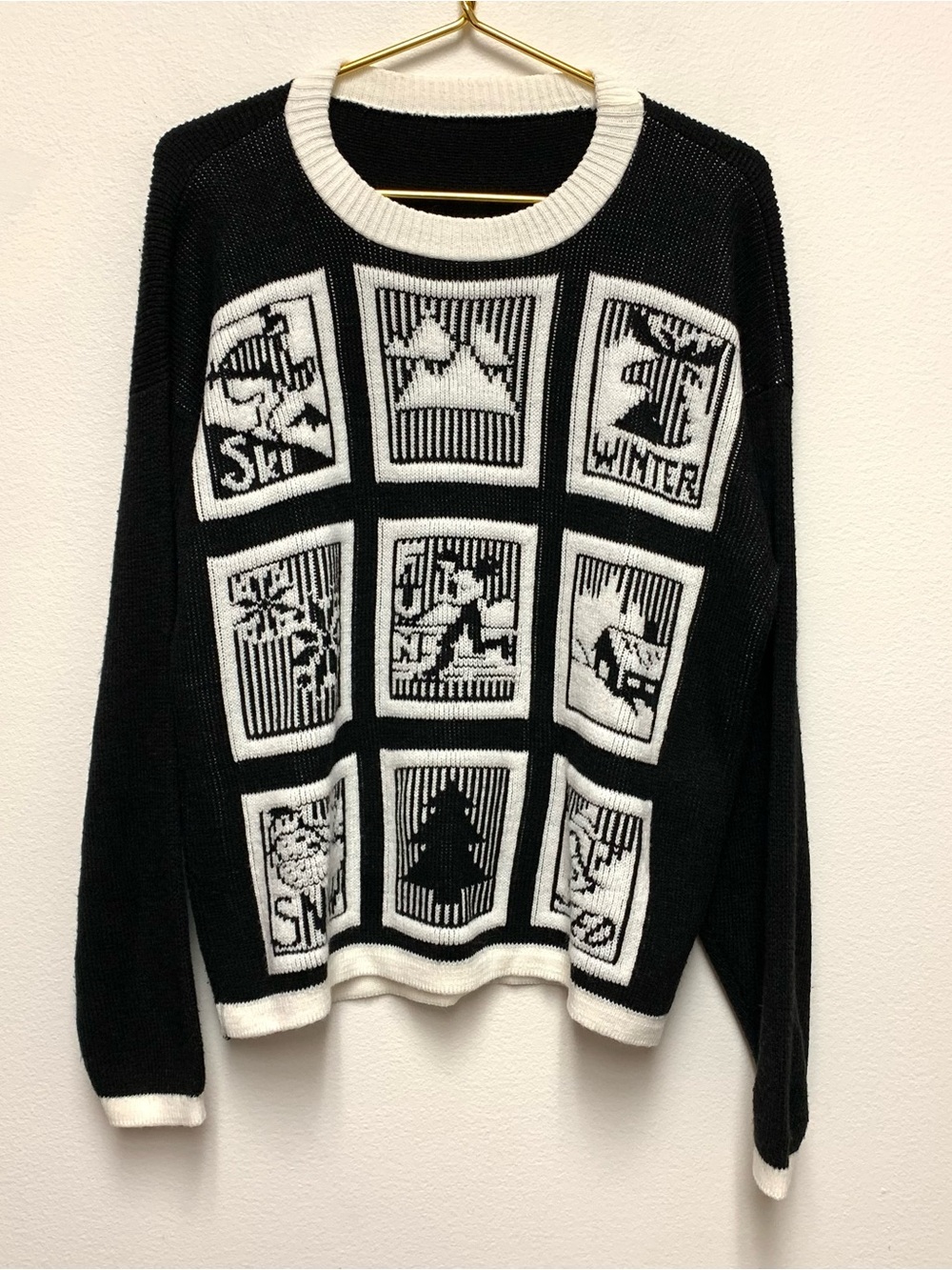 Vintage 90s Crewneck Sweater Oversized Small/Medium Ski Winter Christmas Holiday